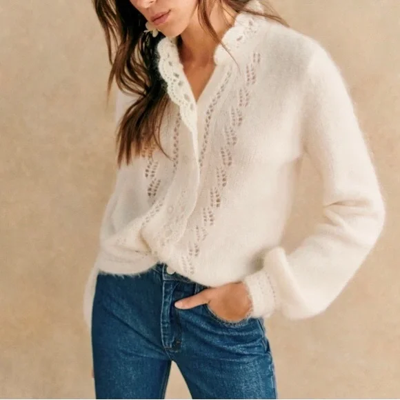Sezane | Sweaters | Sezane Ecru Cardigan Mohair Wool | Poshmark